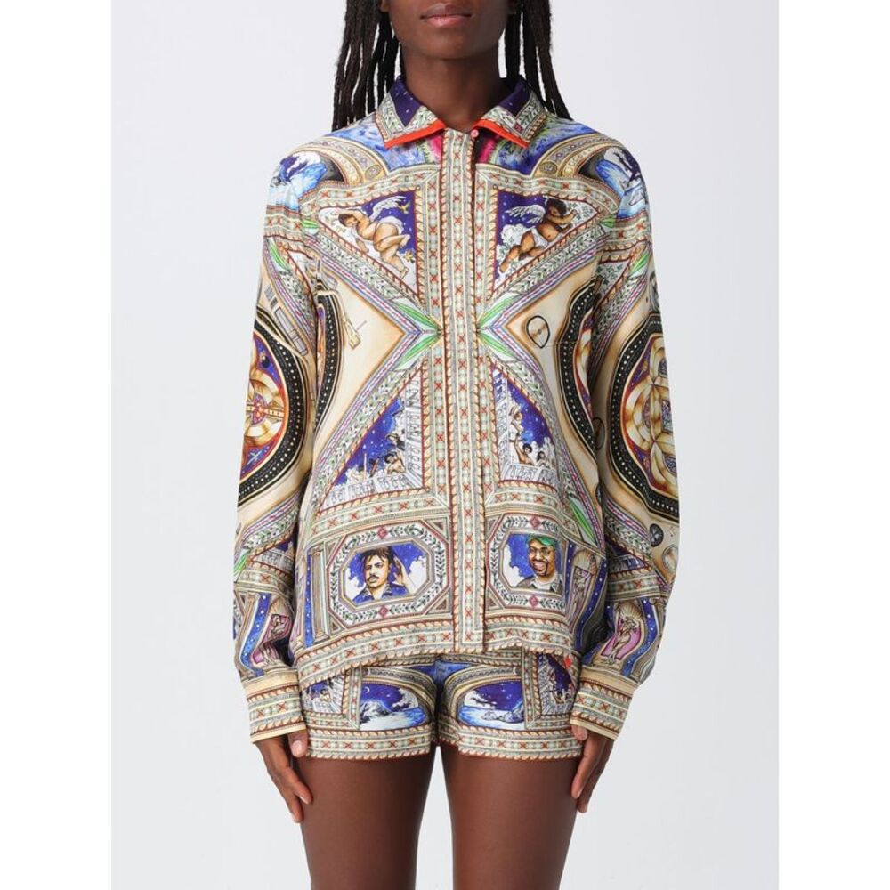 Casablanca Women Casablanca Long-Sleeved Graphic Print Silk Shirt